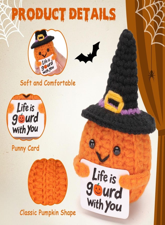 Dalycro Positive Crochet Pumpkin with Encouragement Card - Handmade for Women, Positive Crochet Doll for Desk and Room (Pumpkin) - Image 3
